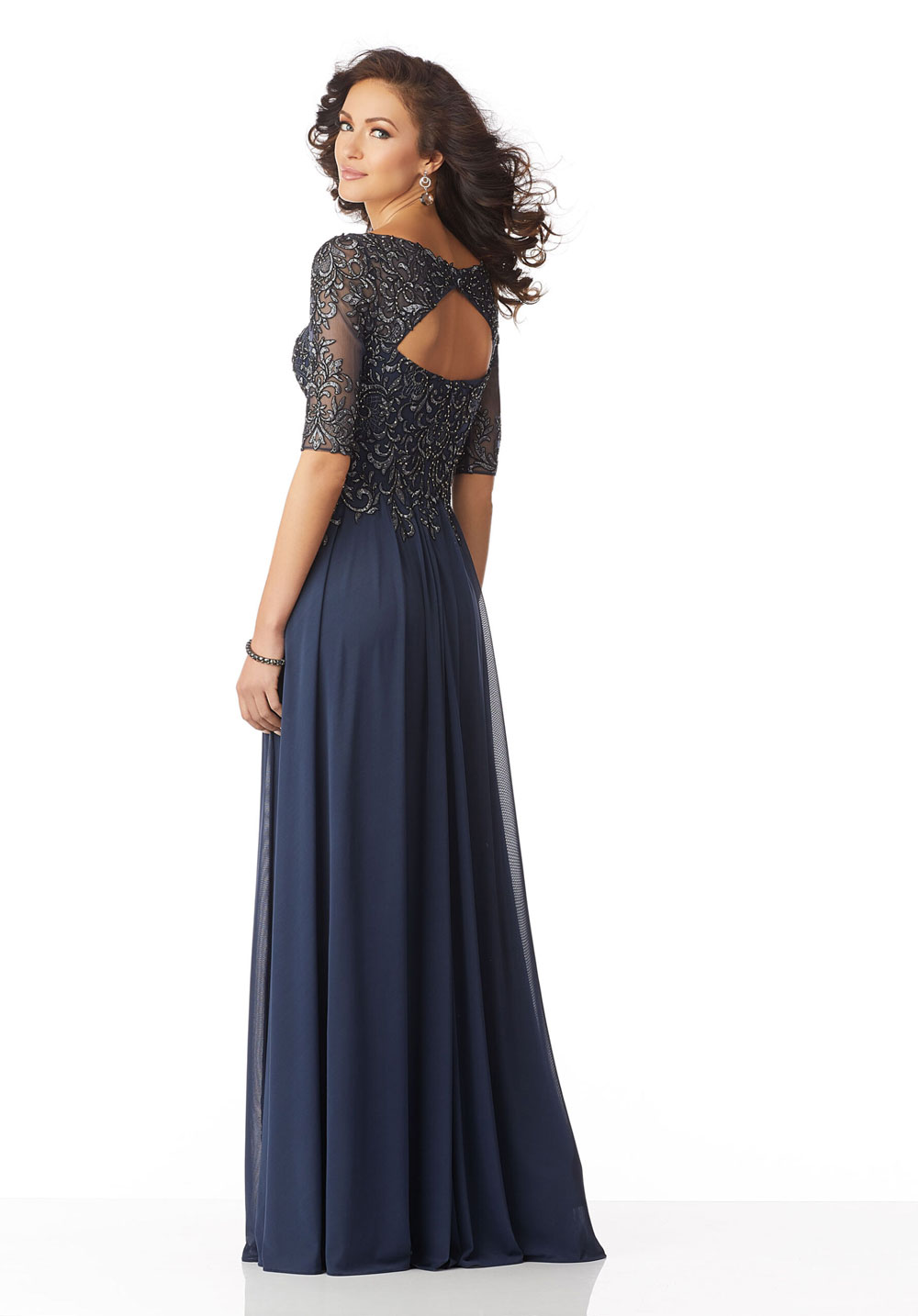 Stretch mesh evening gown for mother of the brides